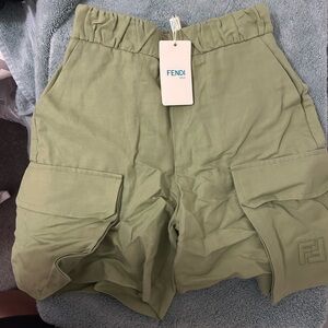 Fendi Olive Green Cargo Shorts and matching top